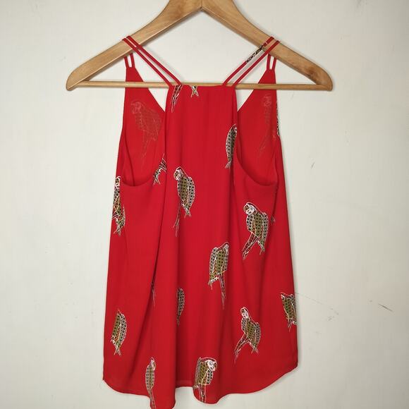 LOFT Tank Top Parrot Print Red Cami - Picture 7 of 7